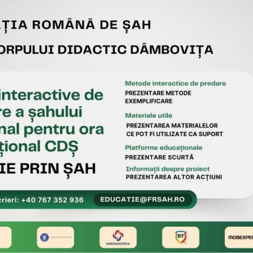 Webinar gratuit despre metode interactive de predare a șahului educațional