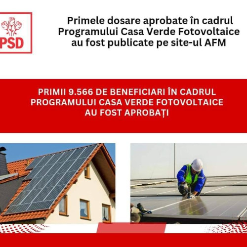 Aprobate primele dosare în Casa Verde Fotovoltaice de către Laurențiu Neculaescu