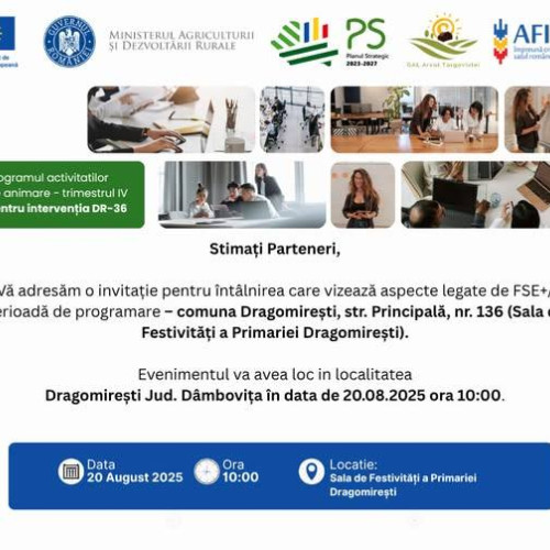 Întâlnire pentru sprijinirea copiilor vulnerabili, organizată de GAL Arcul Târgoviștei, la Dragomirești