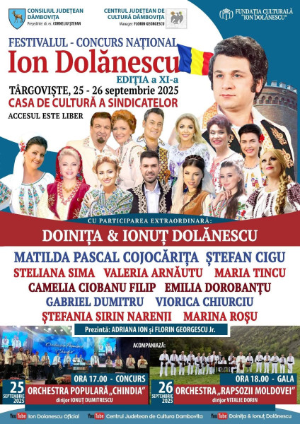 Festivalul naţional „Ion Dolănescu” revine la Târgoviște în septembrie 2025