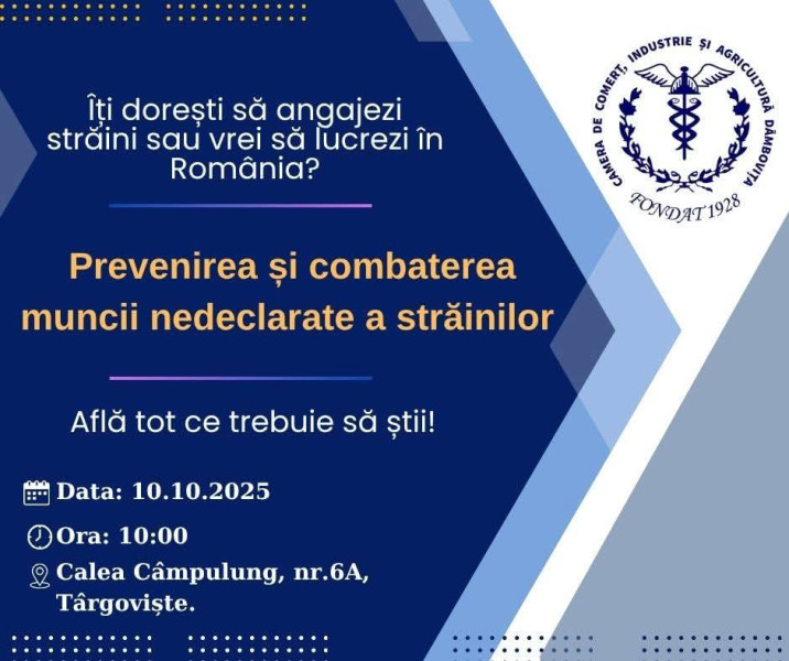Sesiune de informare privind munca nedeclarată a străinilor la Camera de Comerț Dâmbovița