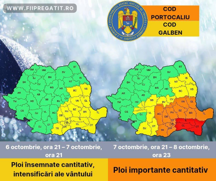 ISU Dâmbovița avertizează populația să evite riscurile în timpul vremii nefavorabile