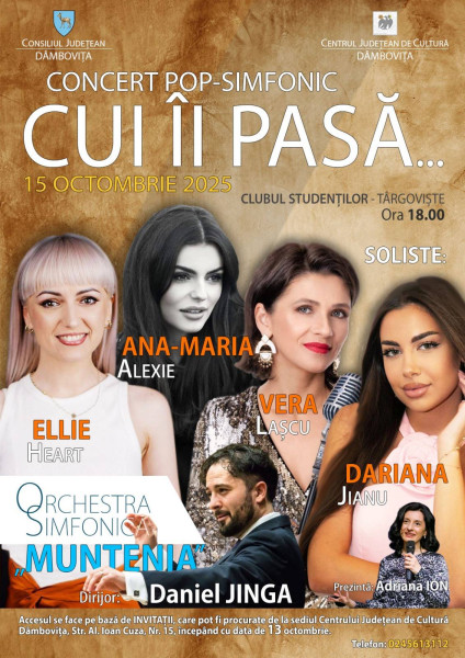 Concert simfonic pop la Târgoviște cu orchestra Muntenia și invitați speciali