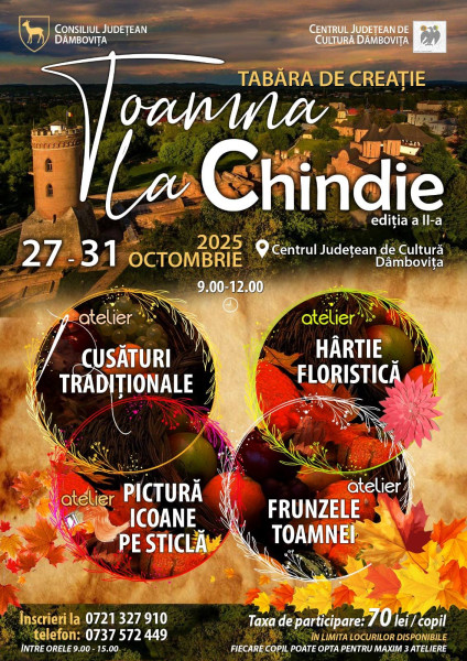Tabăra de creație „Toamna la Chindie” așteaptă copiii dâmbovițeni în vacanța de toamnă