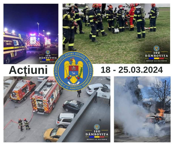 Pompierii dâmbovițeni au luptat cu 40 de incendii în săptămâna trecută, 236 de cazuri medicale și alte situații de urgență