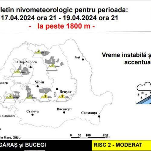 Vreme instabilă, în răcire accentuată și risc de avalanșe în Munții Bucegi